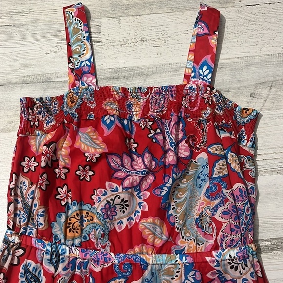 Talbots Red Pepper Multi Fantastic Paisley Fit and Flare Dress Size 12 petite - Picture 6 of 10